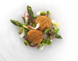 Recipe - Breaded slow cooked breast of lamb, pickled red onion, mint crème fraîche and spring vegetables Recipe - Breaded slow cooked breast of lamb, pickled red onion, mint crème fraîche and spring vegetables