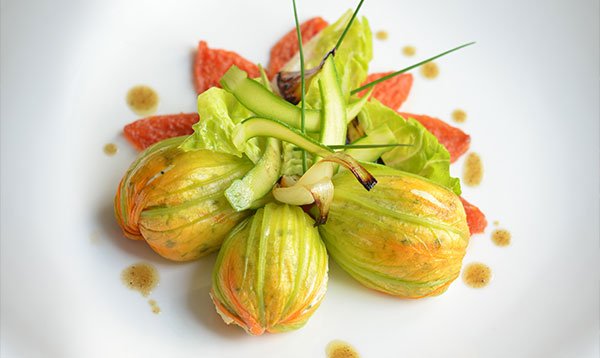 Stuffed courgette flowers