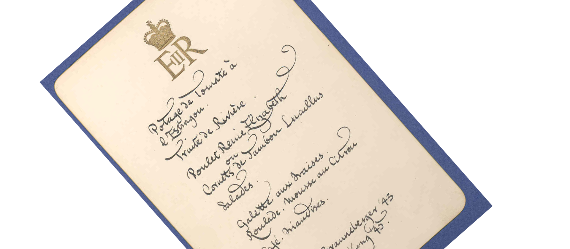 Menu du couronnement de la Reine Elizabeth