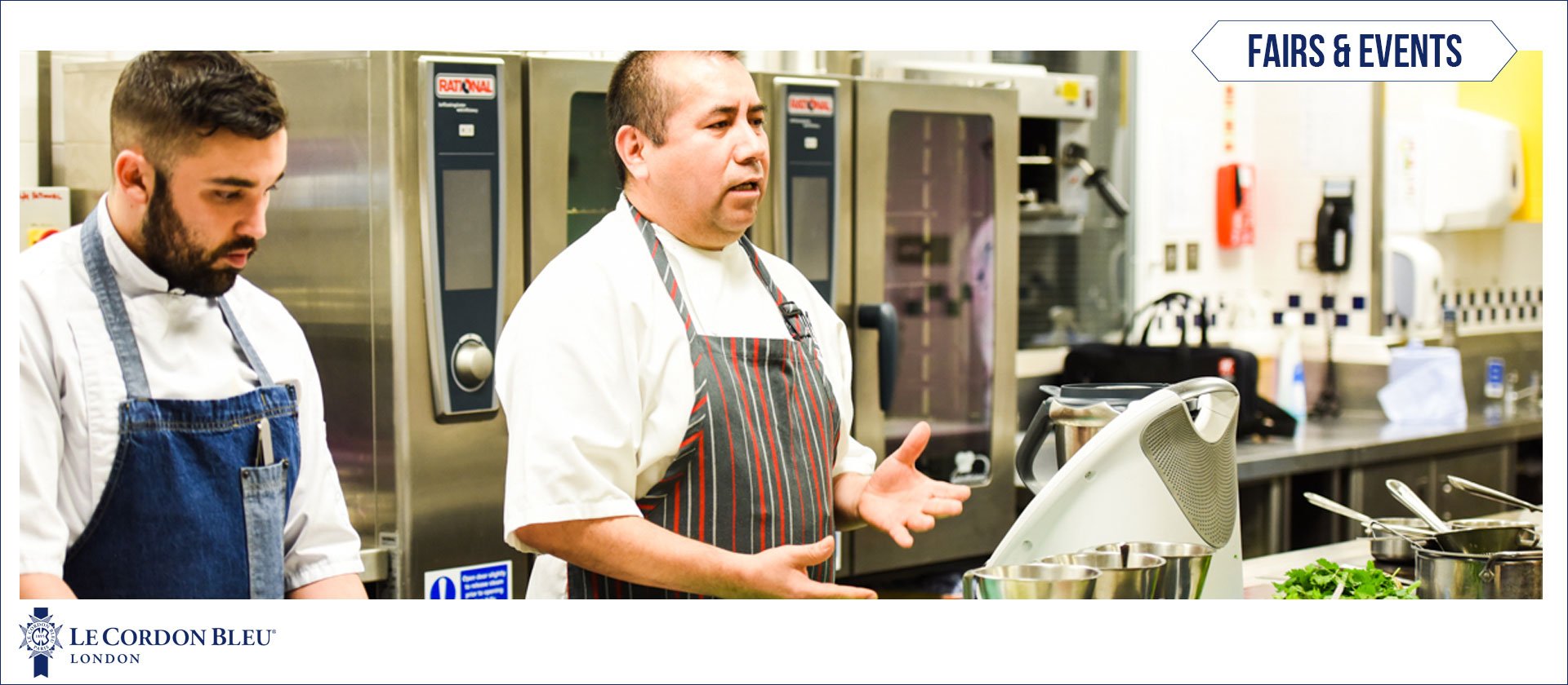 Chef Robert Ortiz in front of Le Cordon Bleu London audience