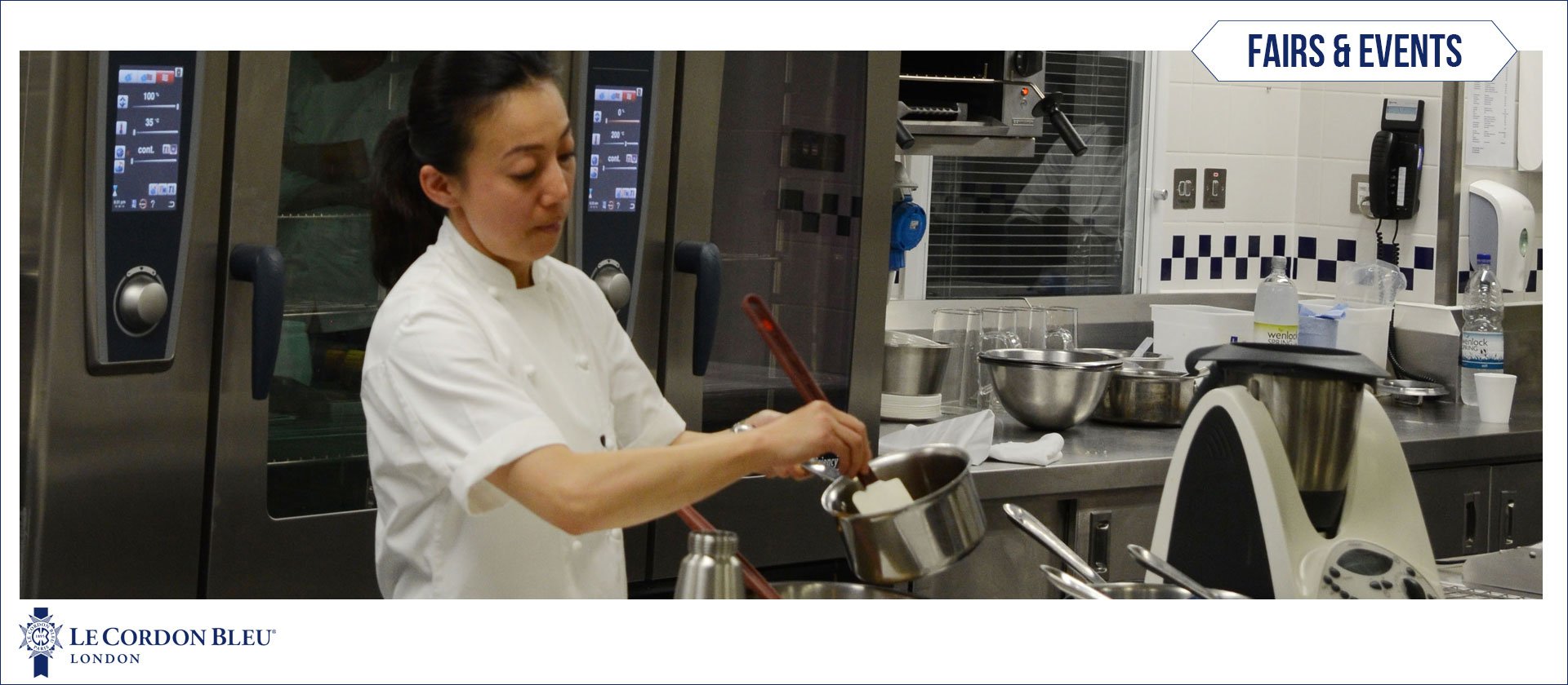 Hideko Kawa in front of future chef students